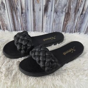 Naturalizer Black Braided Slide Sandals Size 10